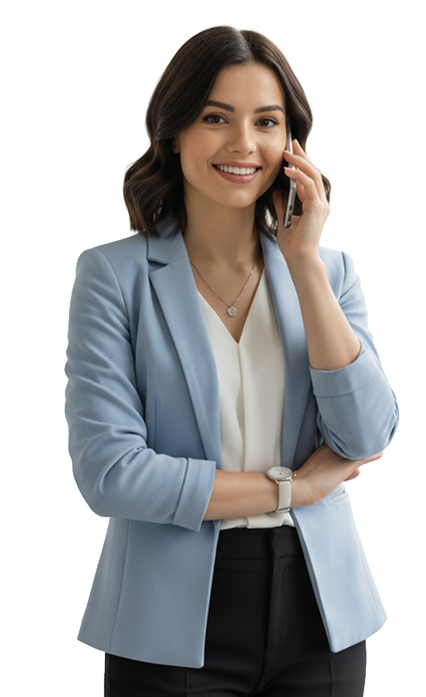 Woman on a client call